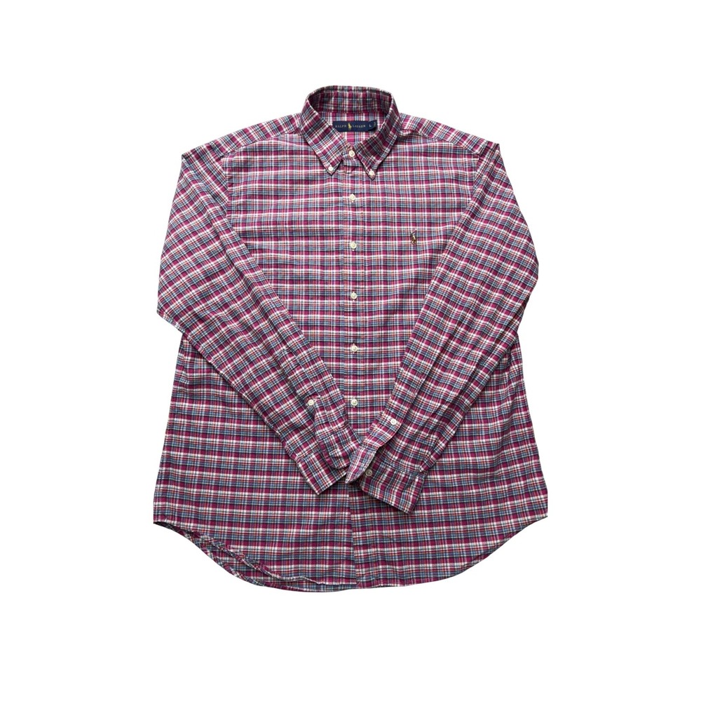 Ralph Lauren Shirt Mens L Pink Plaid Long Sleeve Button Down Cotton Casual